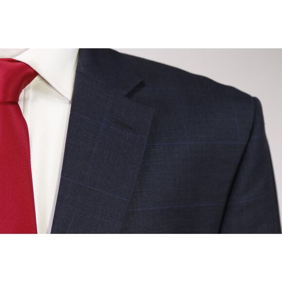 Lauren Ralph Lauren Men's Navy Blue Windowpane Wool 2-Btn Suit 42L - Picture 4 of 9